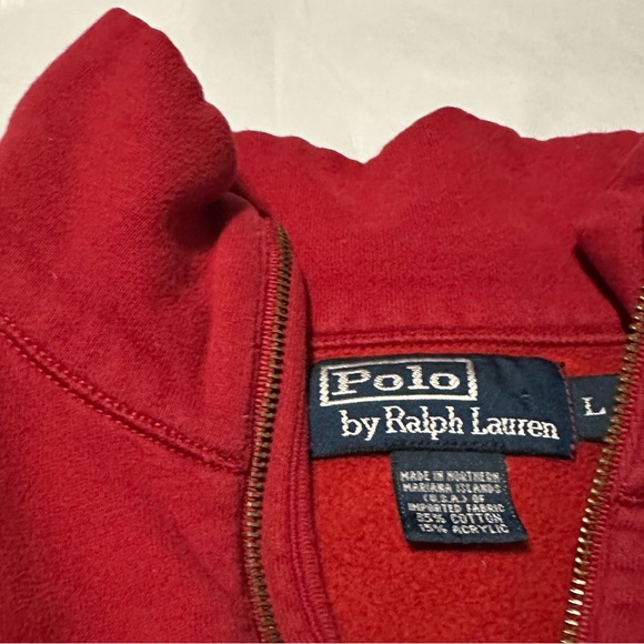 Polo By Ralph Lauren Pull Over Red 1/4 Zip Size Large - Picture 3 of 6